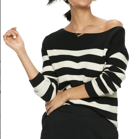 POPSUGAR Sweaters - NWT POPSUGAR Striped Oversized Boatneck Sweater